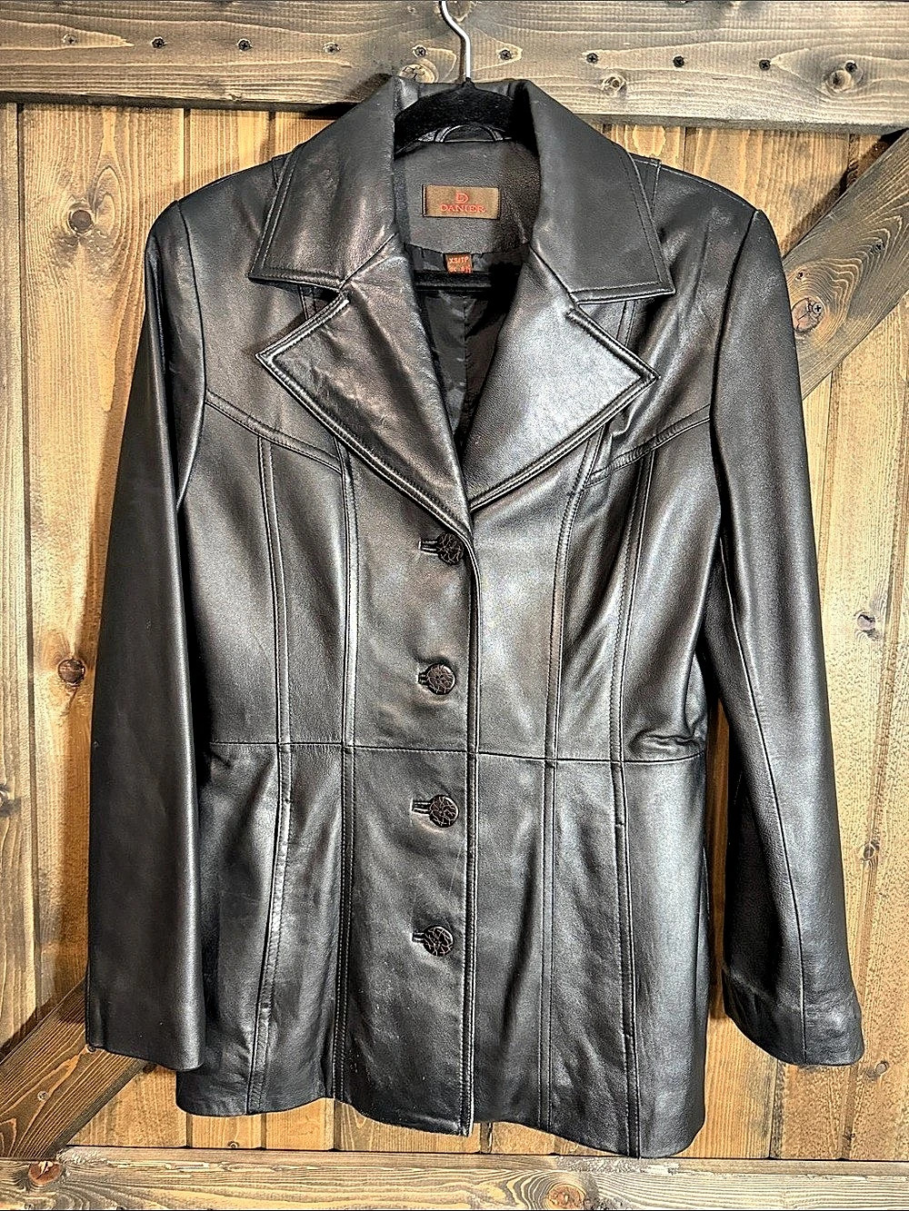 DANIER Black Leather-Style Jacket Size XS Like New